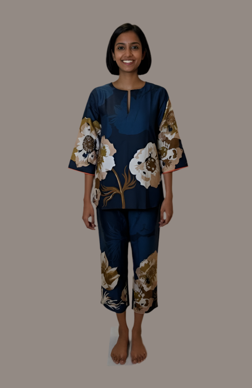Radha Tunic Set - Moonlit Blooms