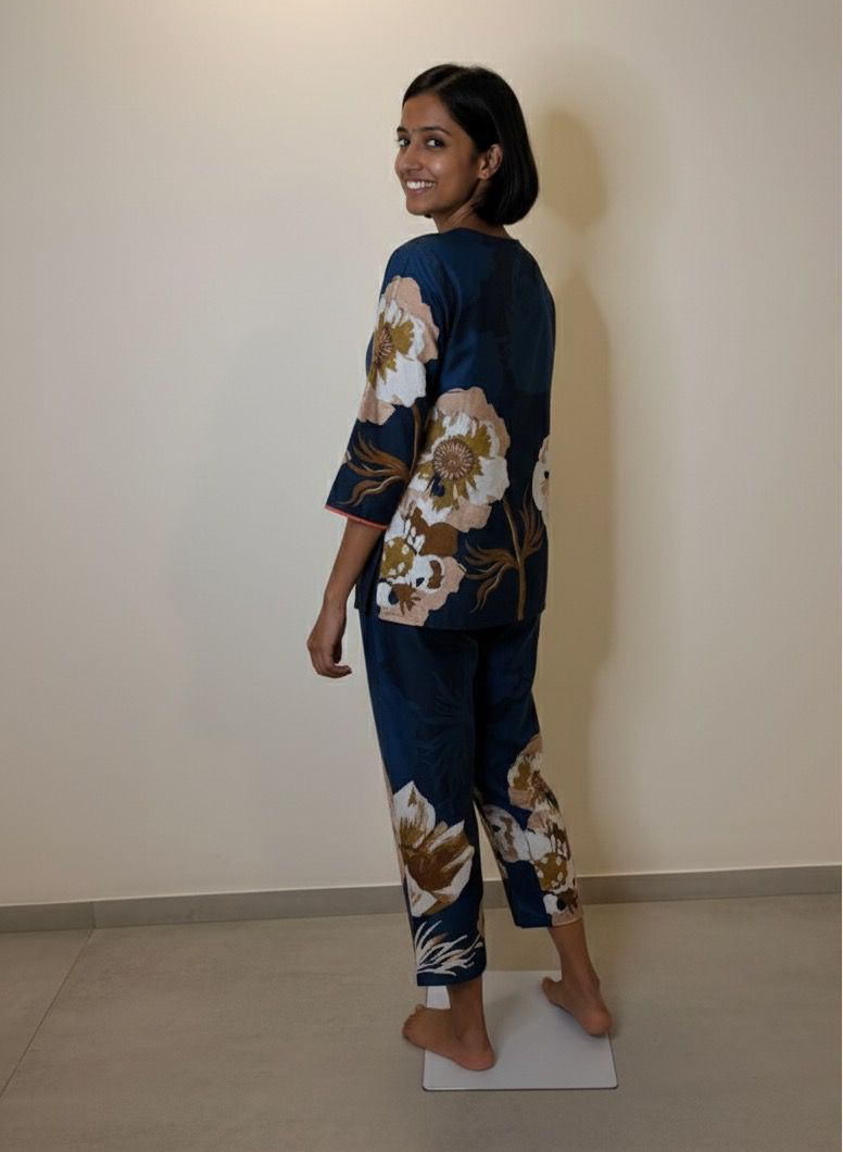 Radha Tunic Set - Moonlit Blooms