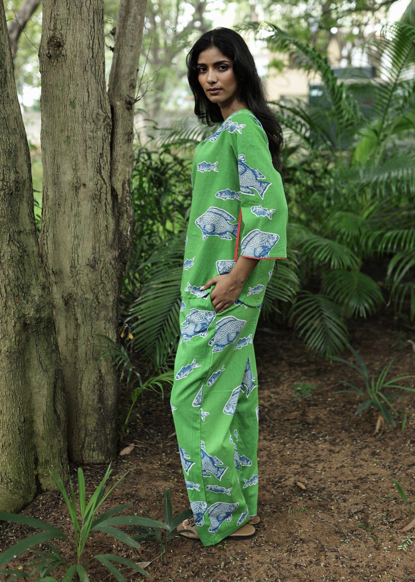 Radha Tunic Set - Green Fish Two Fish