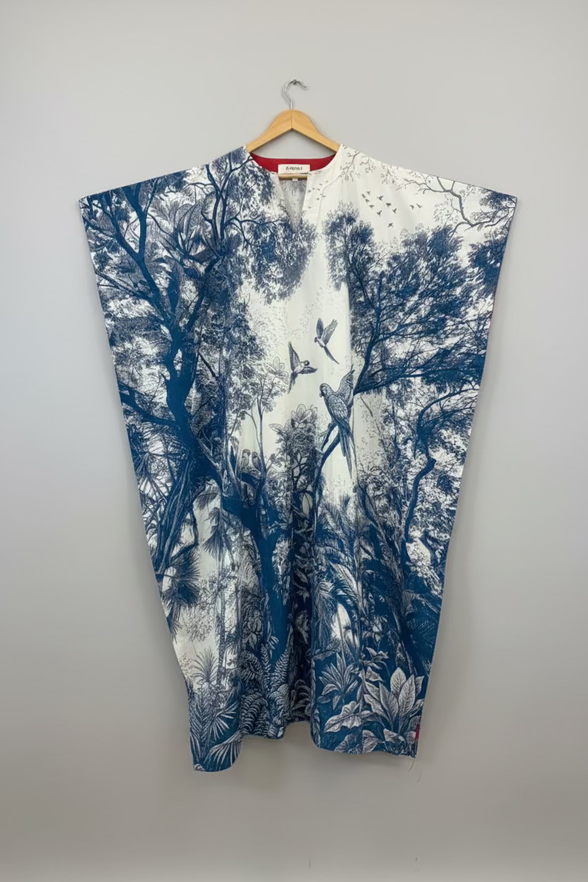 Surya Caftan - Blue Madras Toile