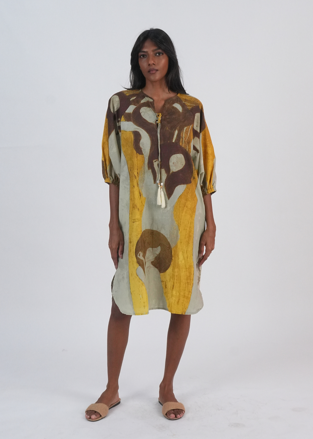 Short Anika Dress - Gold Mural