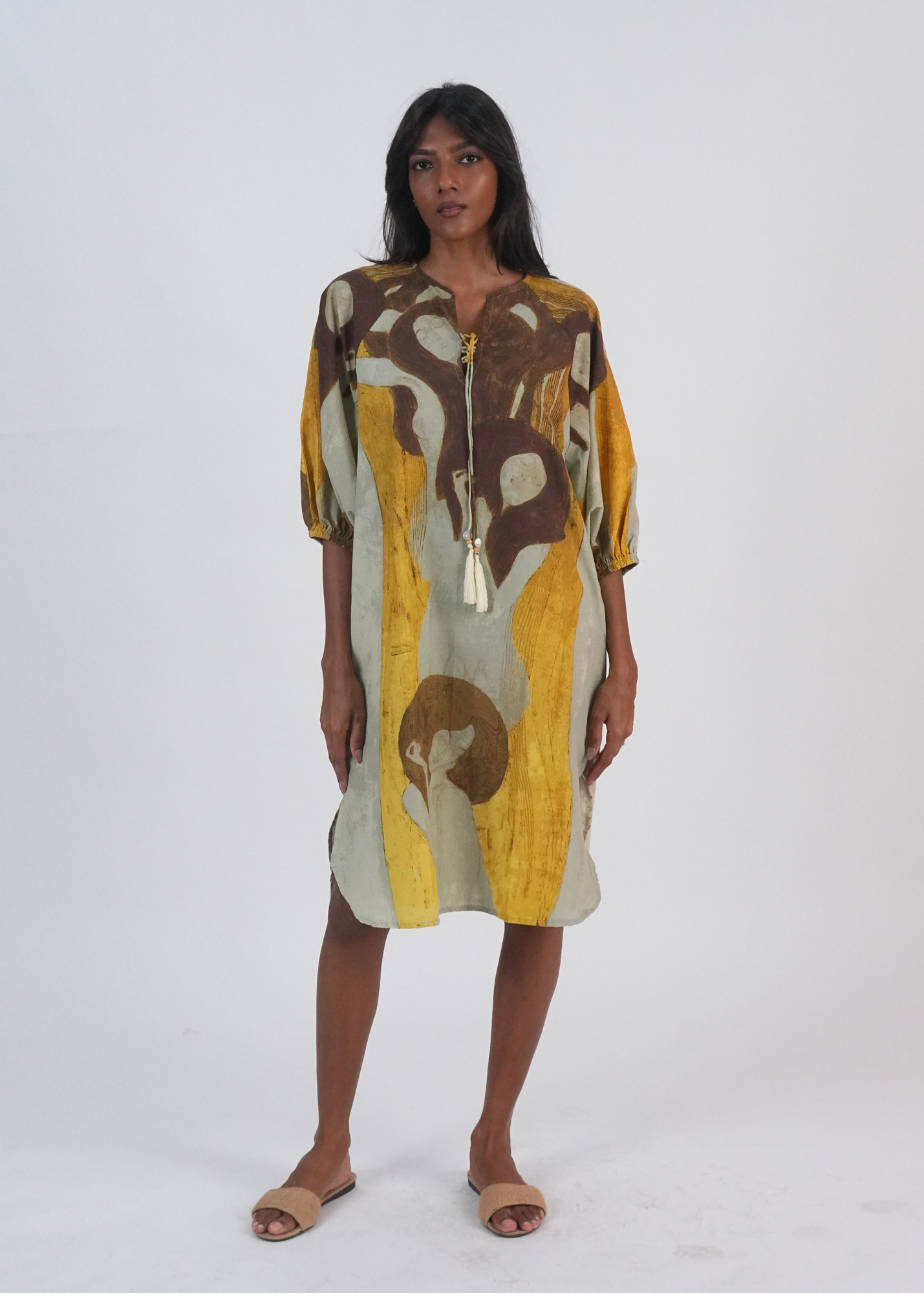 Short Anika Dress - Gold Mural