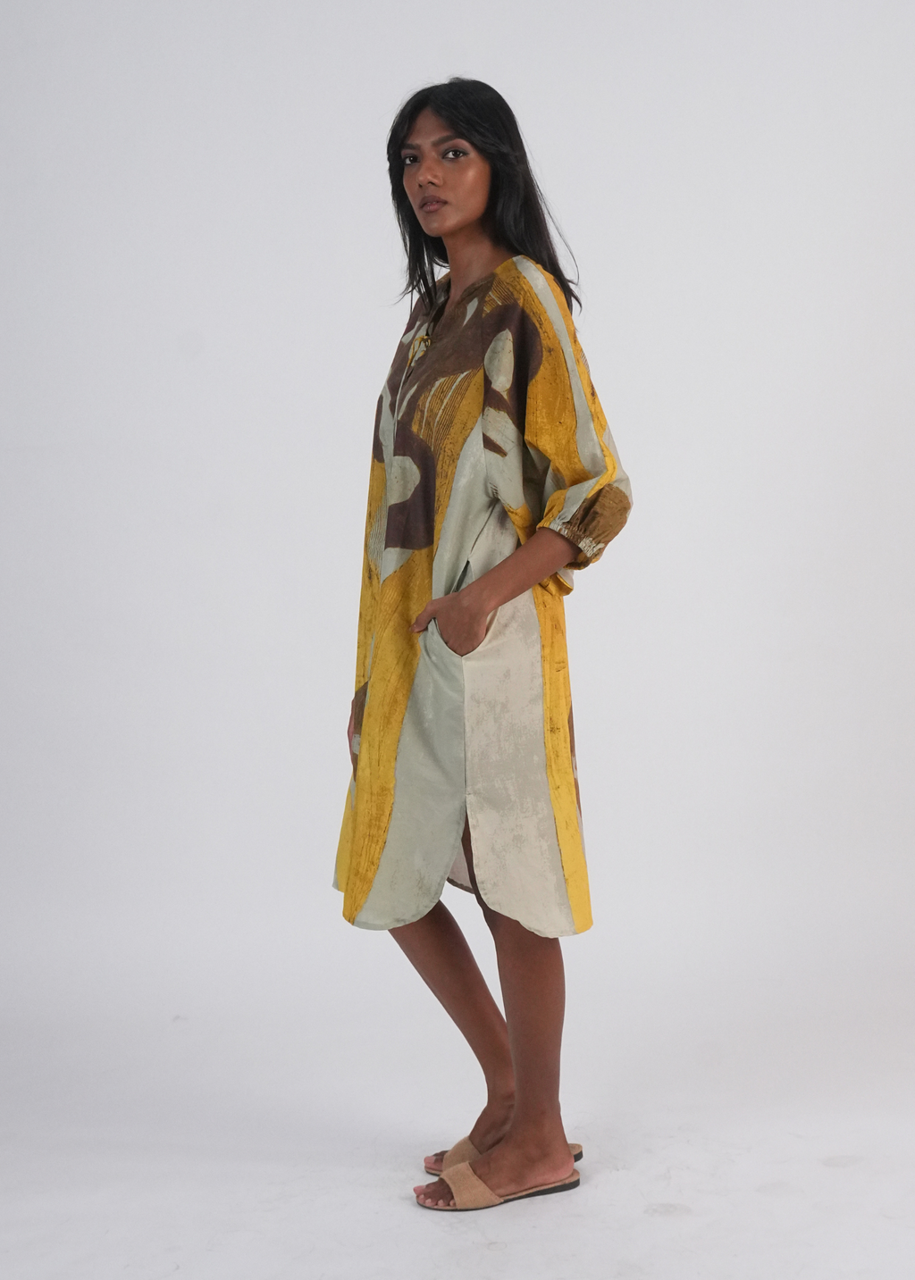 Short Anika Dress - Gold Mural