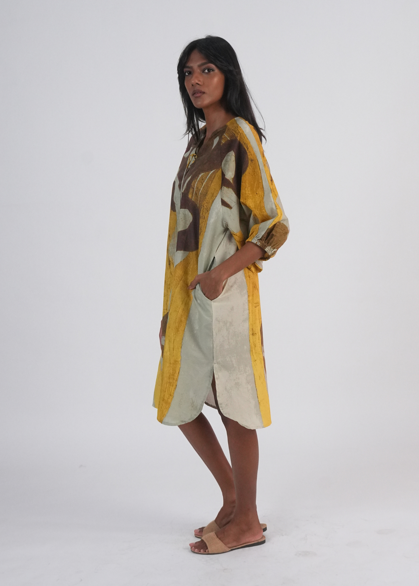 Short Anika Dress - Gold Mural