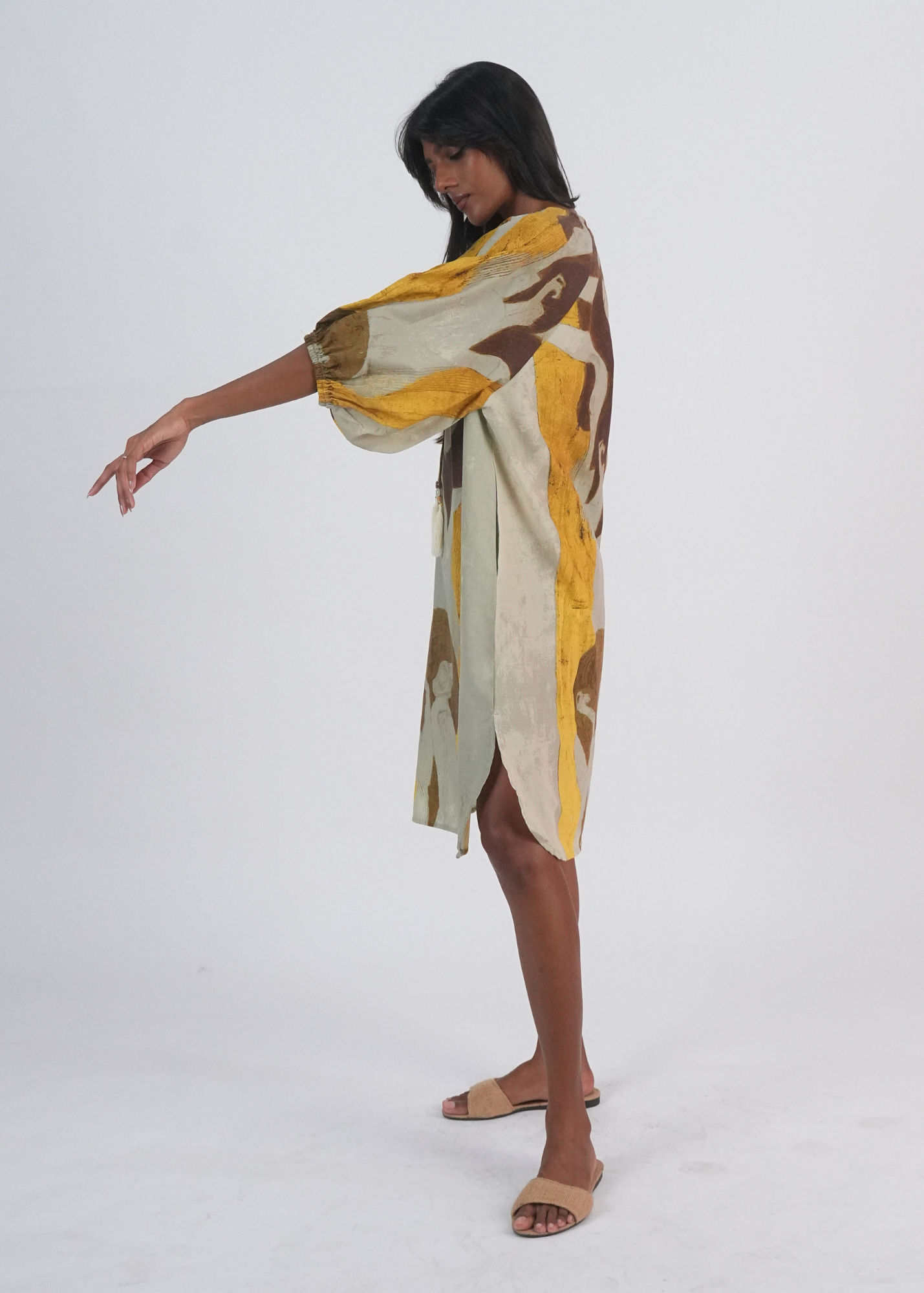 Short Anika Dress - Gold Mural