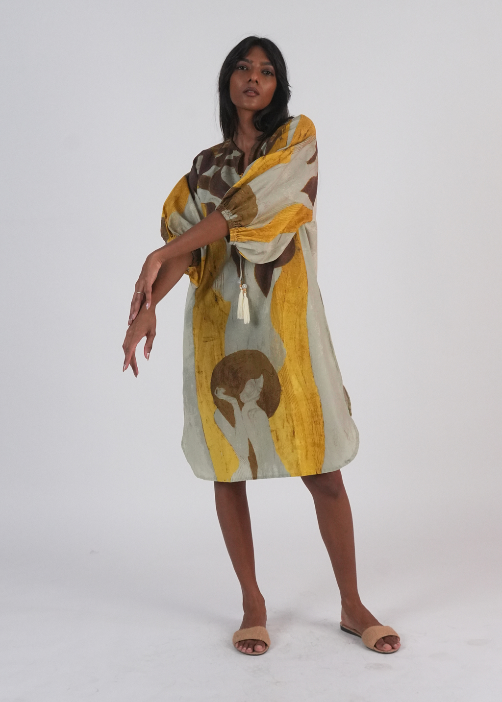 Short Anika Dress - Gold Mural